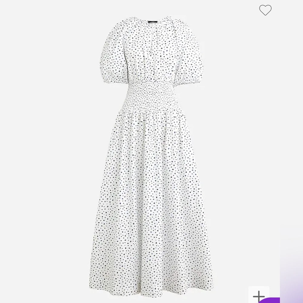 NWT J.Crew Puff-sleeve Smocked-waist Midi Dress in Dot Print M - Picture 10 of 10